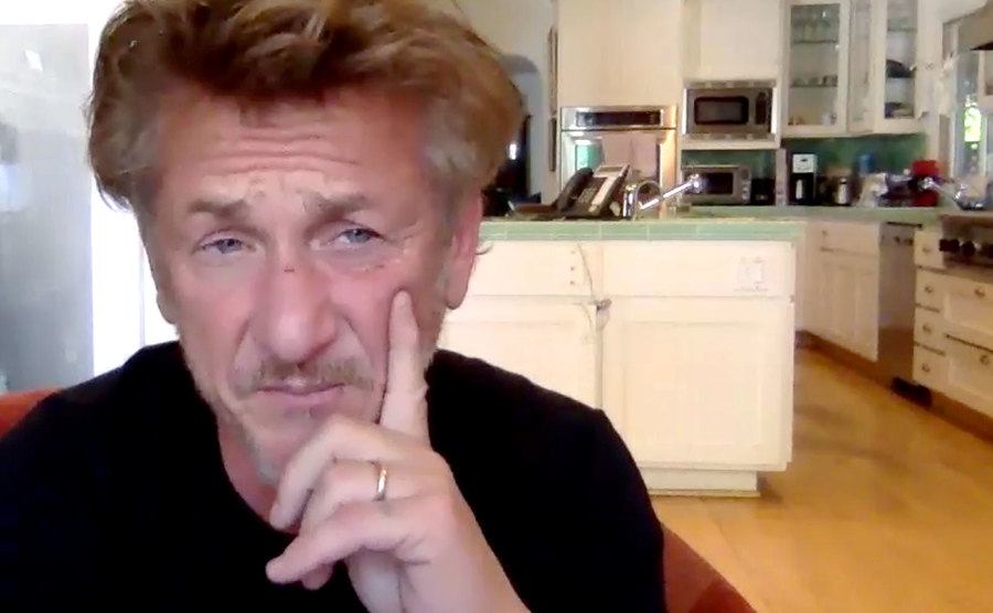 A photo of Sean Penn in his home.