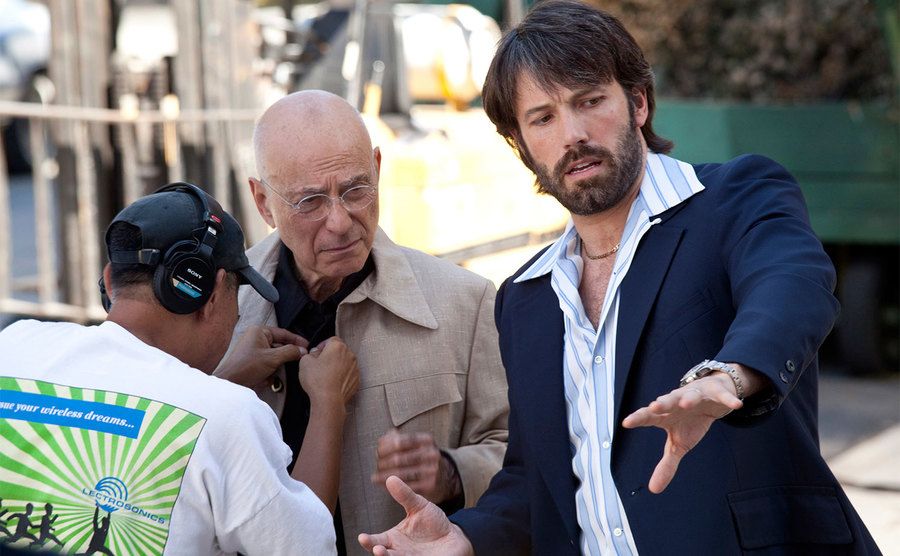 Ben Affleck is directing Alan Arkin on the set of Argo. 