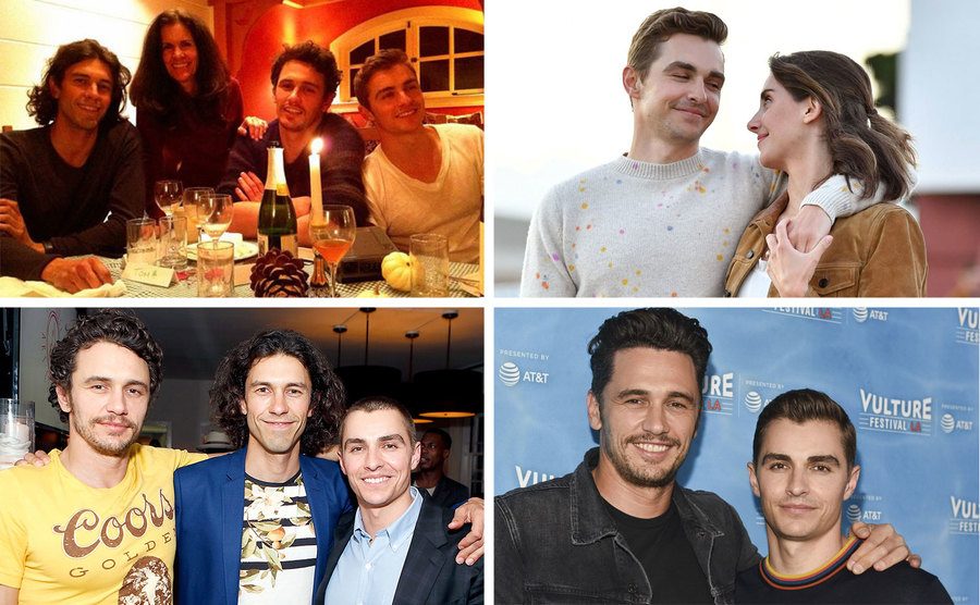 Tom, Betsy, James, Dave Franco / Dave Franco and Alison Brie / James, Tom, and Dave Franco / James and Dave Franco.
