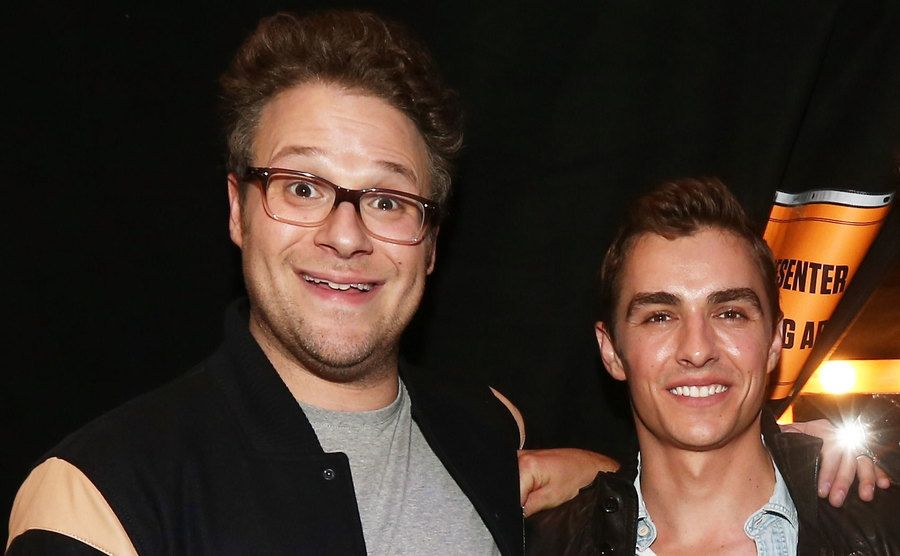 Seth Rogen, Dave Franco, and Zac Efron attend the 2014 MTV Movie Awards.