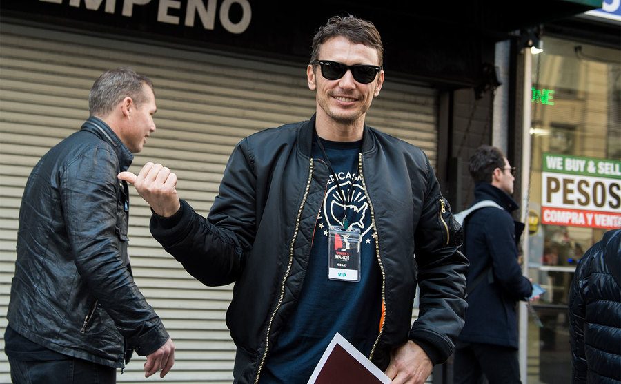 James Franco is seen walking on the street.