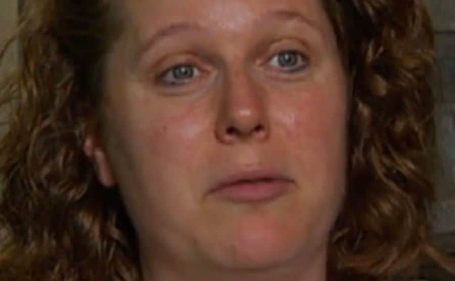 A still of Kathryn talking to the camera in an episode from the reality show.