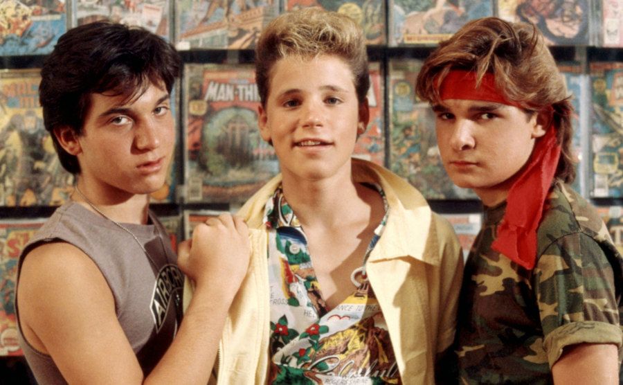 A promotional portrait of Newlander, Haim, and Feldman for the film.