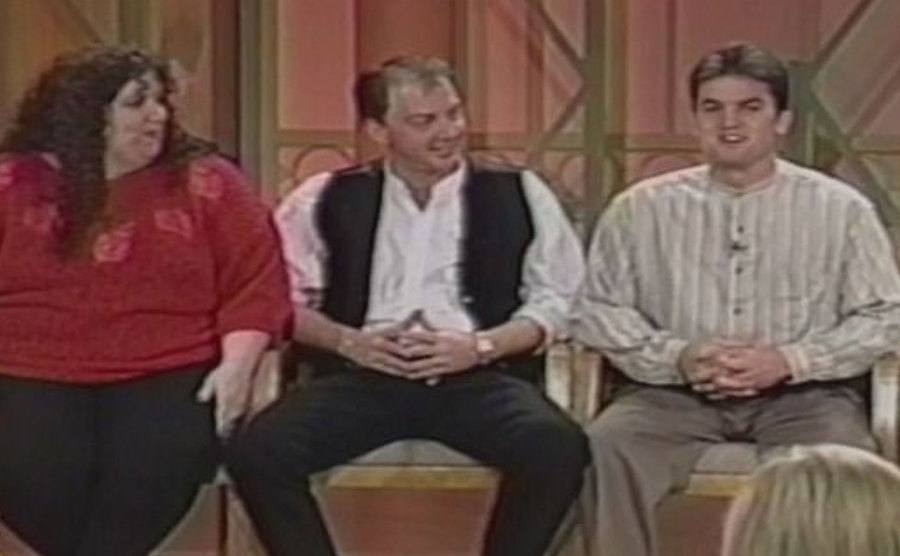 A still of Amedure and Schmitz on the talk show.