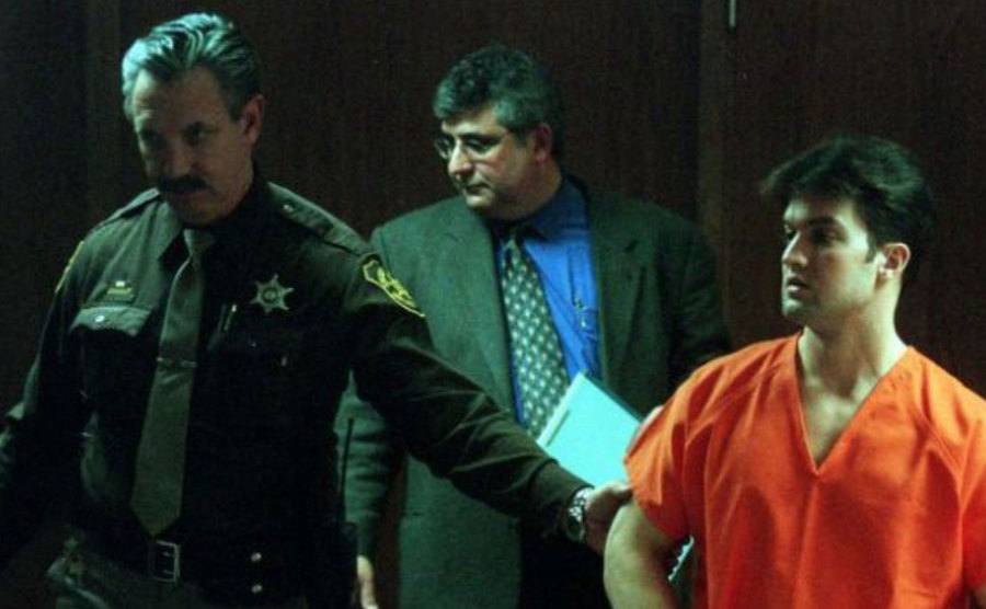 A still of Schmitz during the trial.