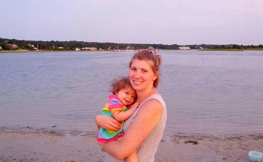A photo of Katie with her baby girl.