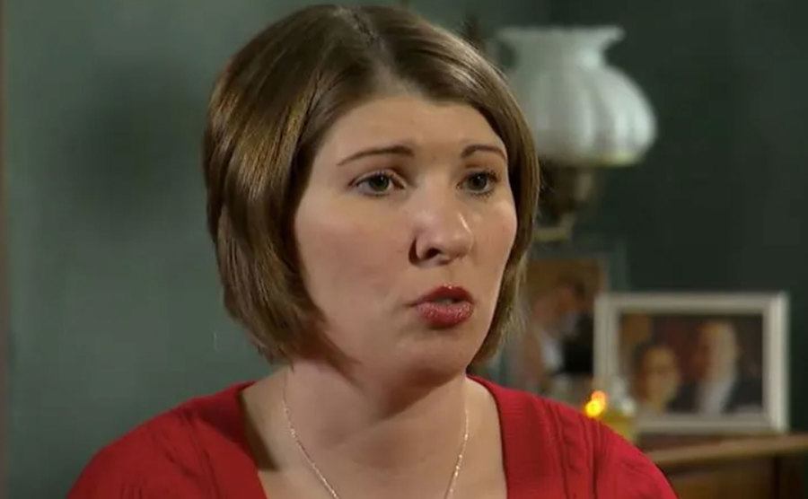 Katie tells her story during an interview.