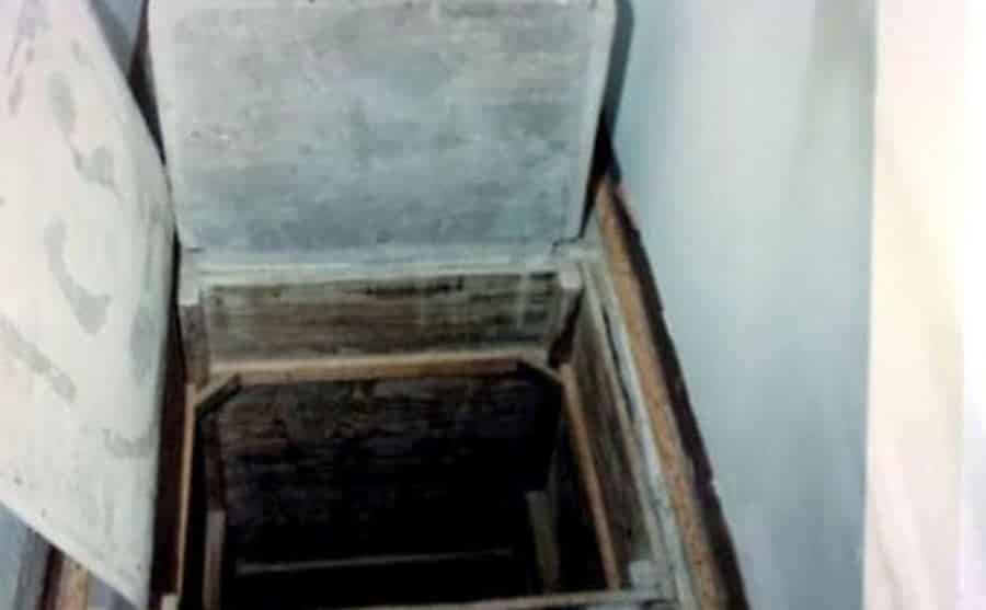 An image of the hole where Katie was held captive.