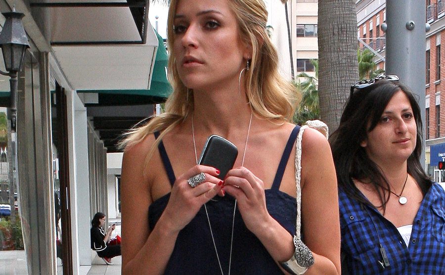 A photo of Cavallari on the set of The Hills.