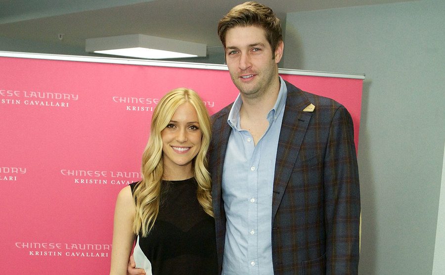 Cavallari and Cutler pose for the press.