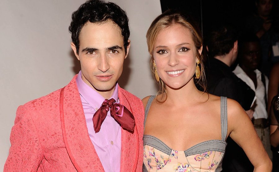 Zac Posen and Cavallari pose for the press.