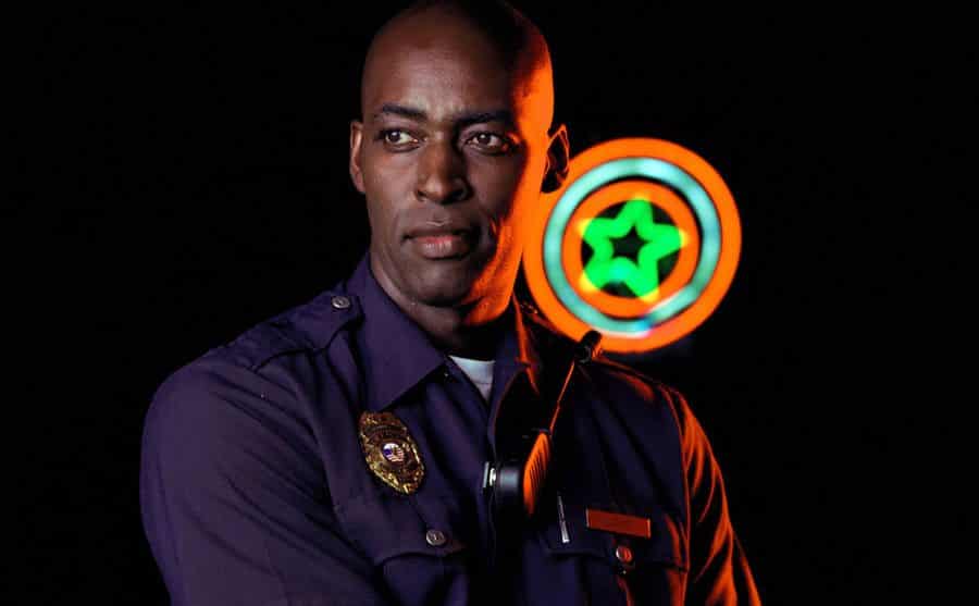 A promotional portrait of Michael in The Shield.