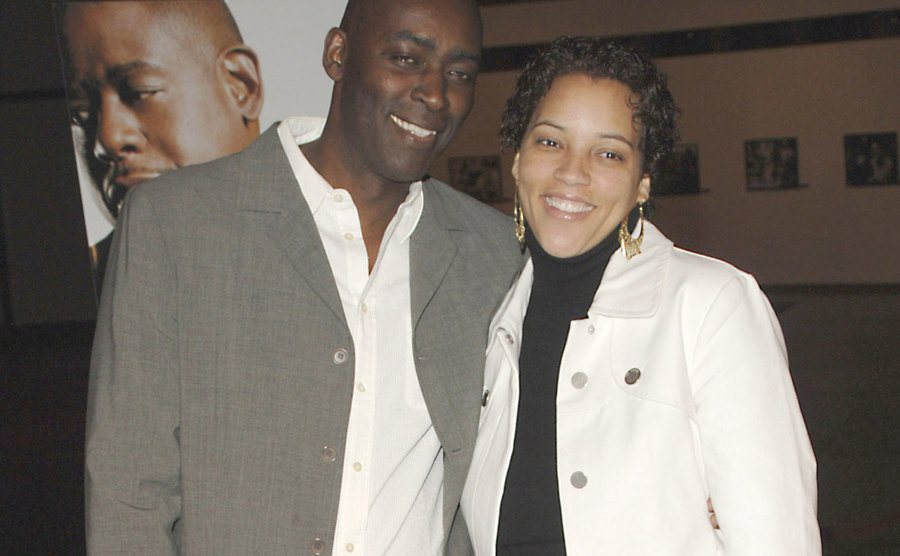 A photo of Michael and April attending The Shield's fifth season premiere.