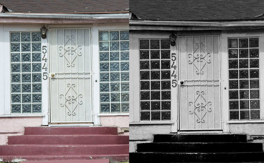 A shot of the front door of Michael and April’s home.
