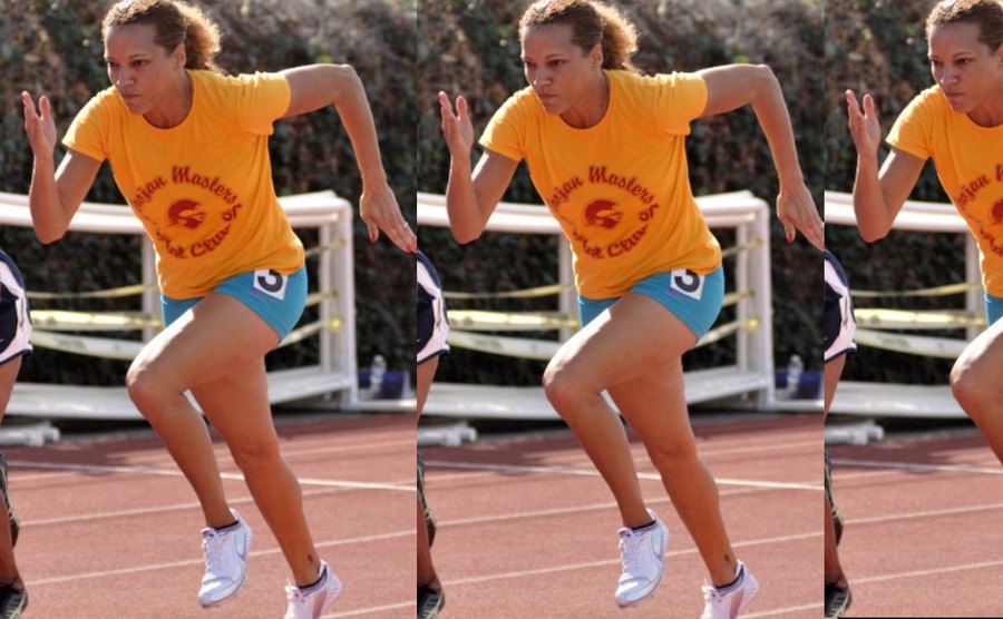 An image of April running.