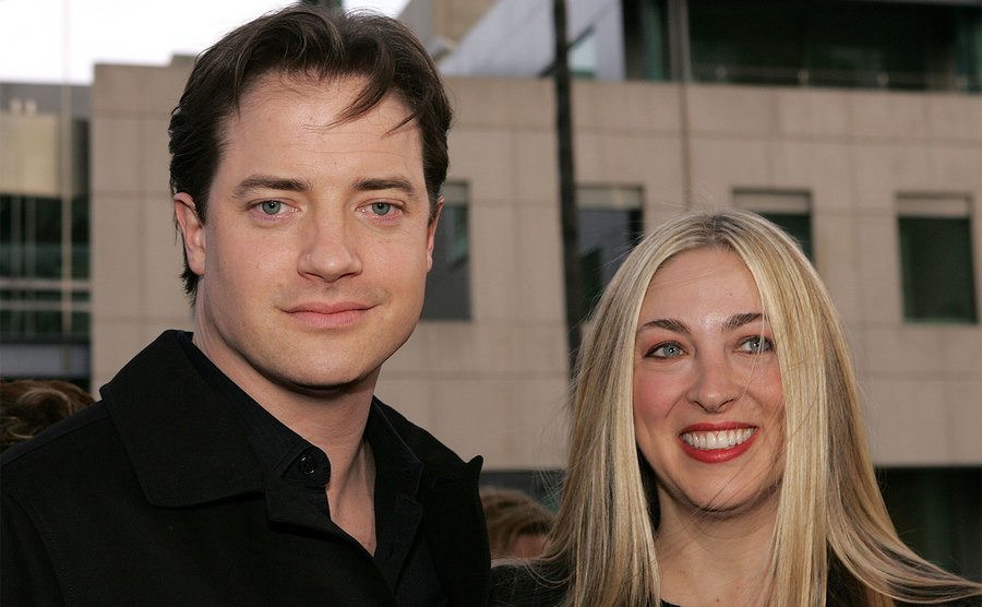 Brendan Fraser and wife Afton Smith arrives at the premiere of