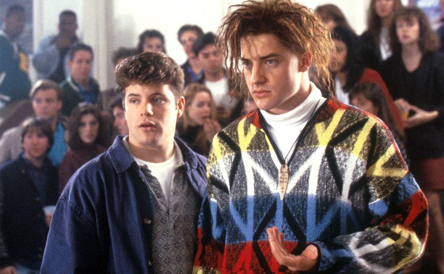 Brendan Fraser and Sean Astin in a still from Encino Man.