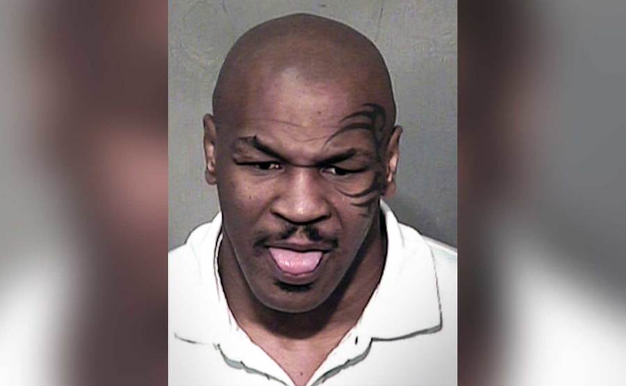 A mugshot of Mike Tyson. 