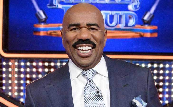 Steve Harvey on the set of Family Feud.