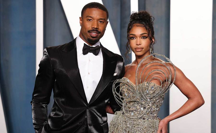 Michael B. Jordan and Lori Harvey attend the 2022 Vanity Fair Oscar Party