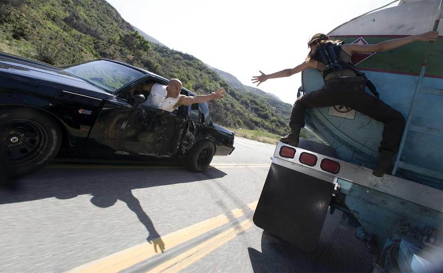 Diesel and Michelle Rodriguez in a scene from Fast & Furious. 