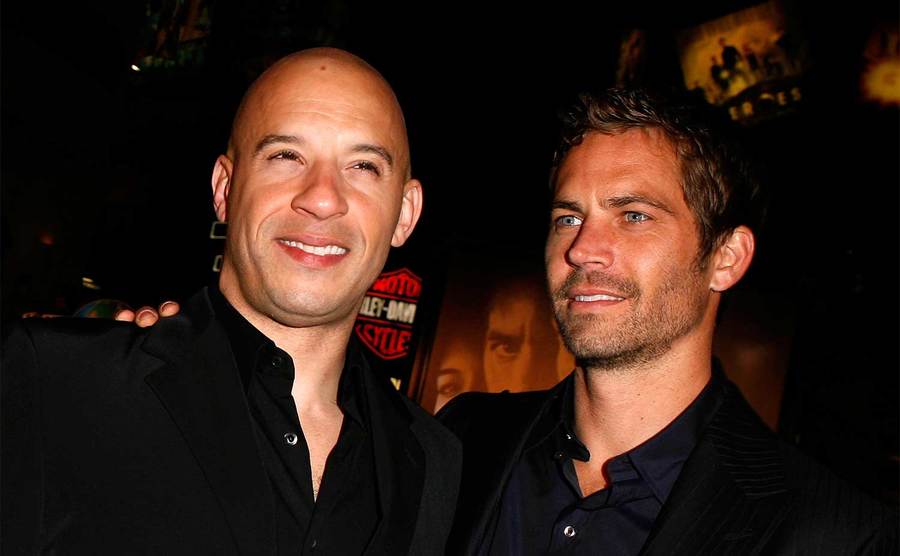 Vin Diesel and Paul Walker arrive on the red carpet. 