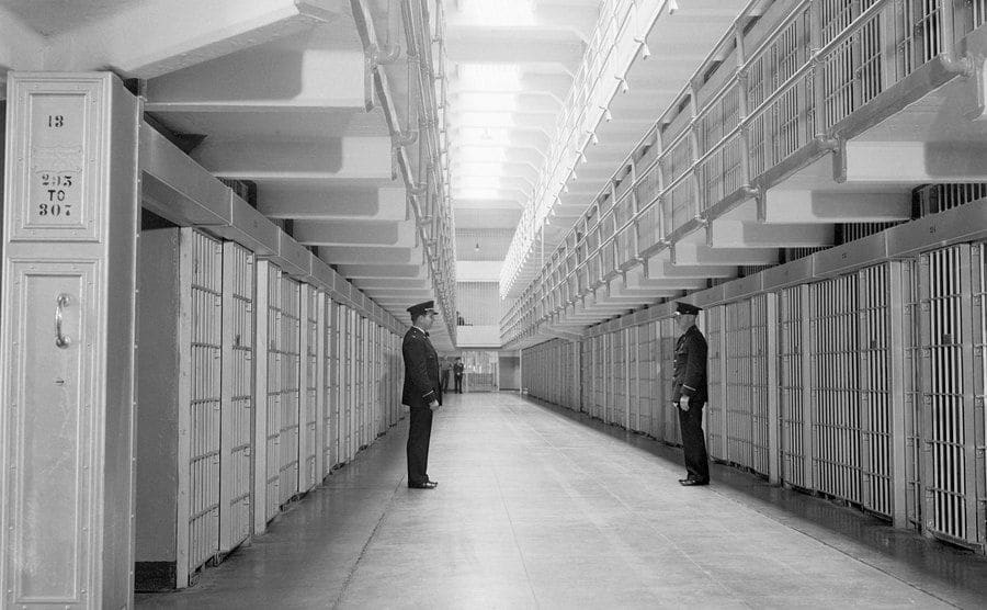 An interior shot of Alcatraz prison.