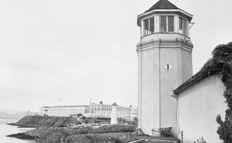 An exterior shot of San Quentin prison.