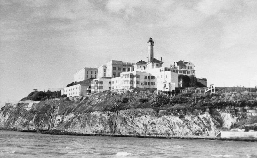 A general view of Alcatraz prison from the sea.
