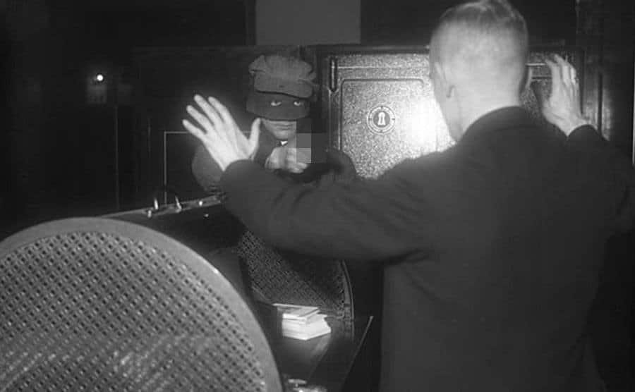 An image of a bank robbery.