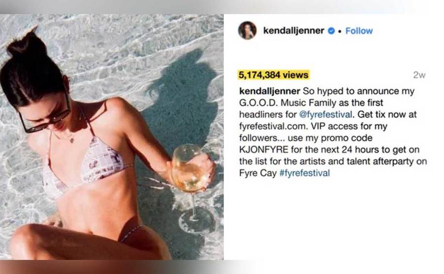 Kendall is promoting the Fyre Festival on her Instagram.
