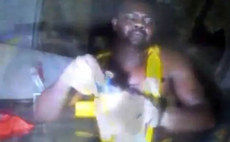 A still of Okene sitting underwater.