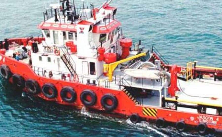 An exterior shot of the boat before sinking.