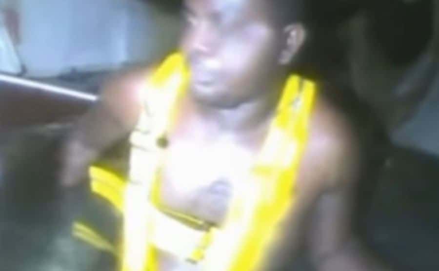 An image of Okene right before his rescue.