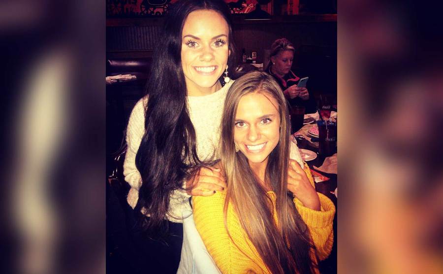Brooke Johnston and Baylee Ring take a photo while out for dinner.