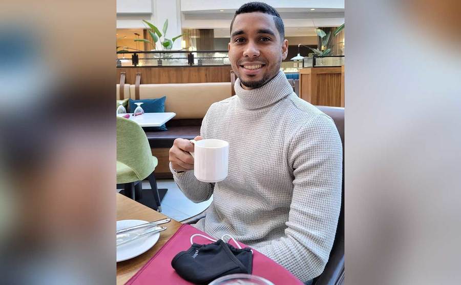 Pedro is out having coffee.
