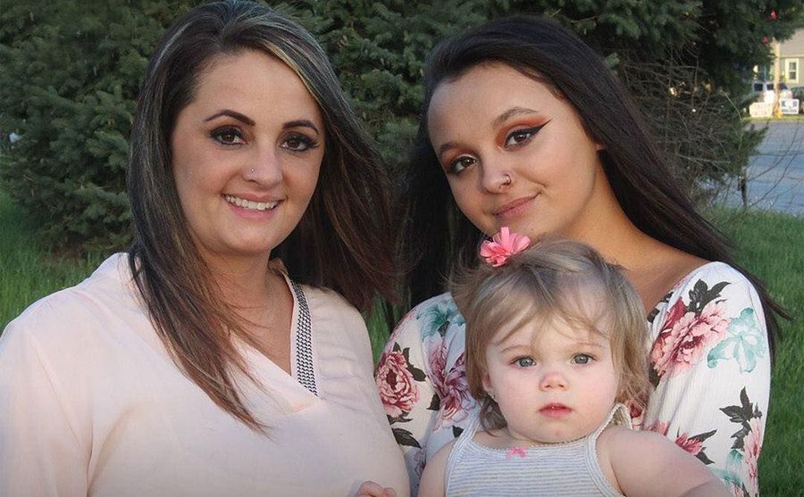 A picture of Lexus Scheller with her mom and baby girl.
