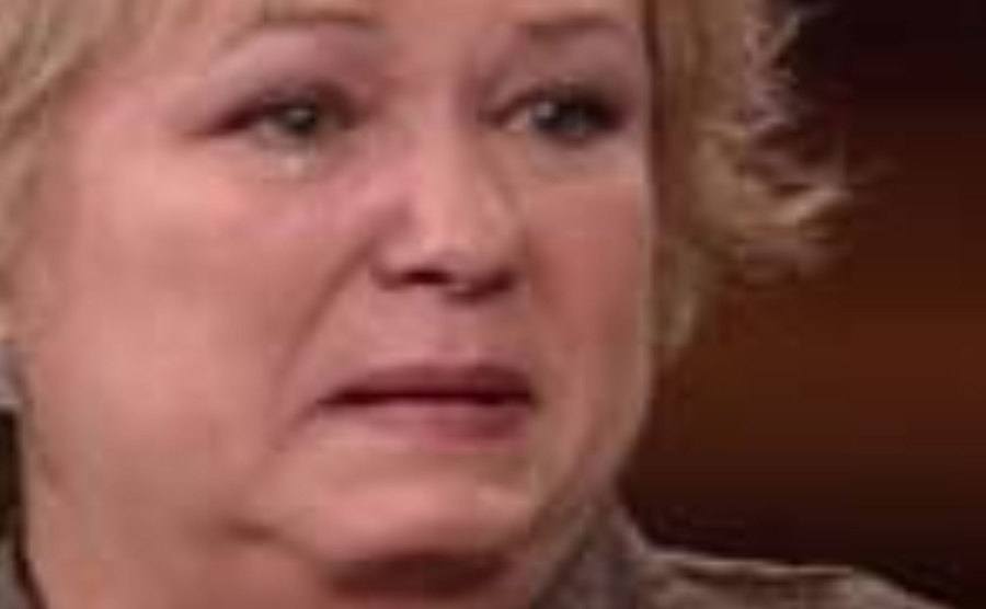 Iva cries during an interview.