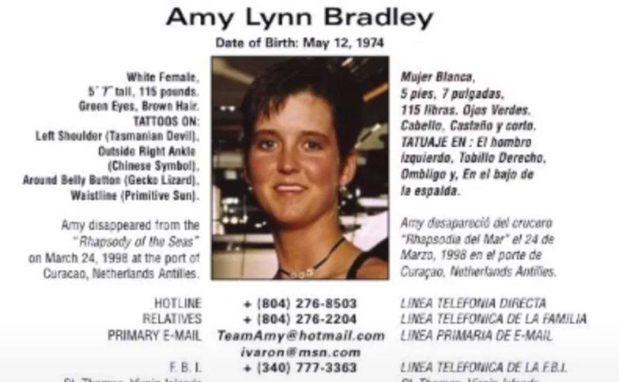 A picture of Amy in a missing person poster.
