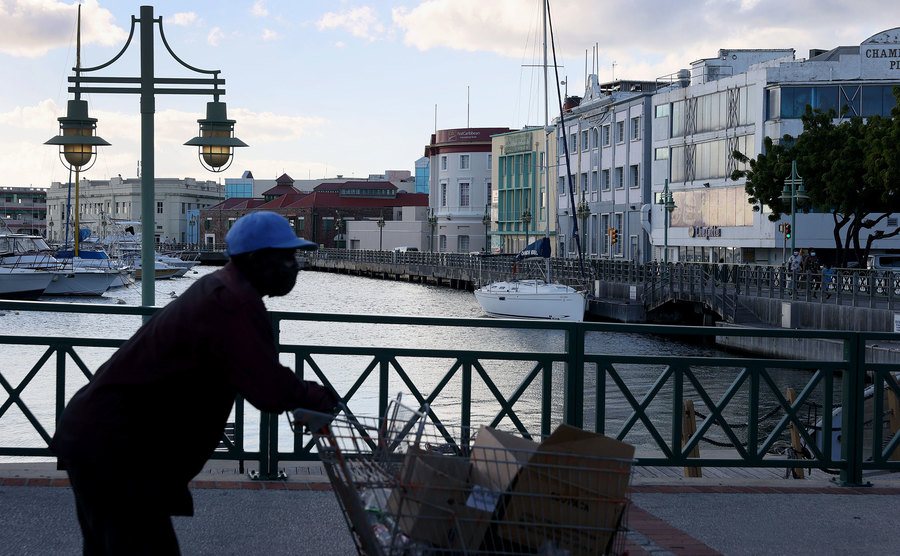 An image of a pedestrian walking in Barbados.