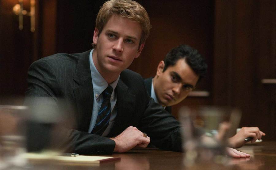Armie Hammer and Max Minghella in a scene from The Social Network.