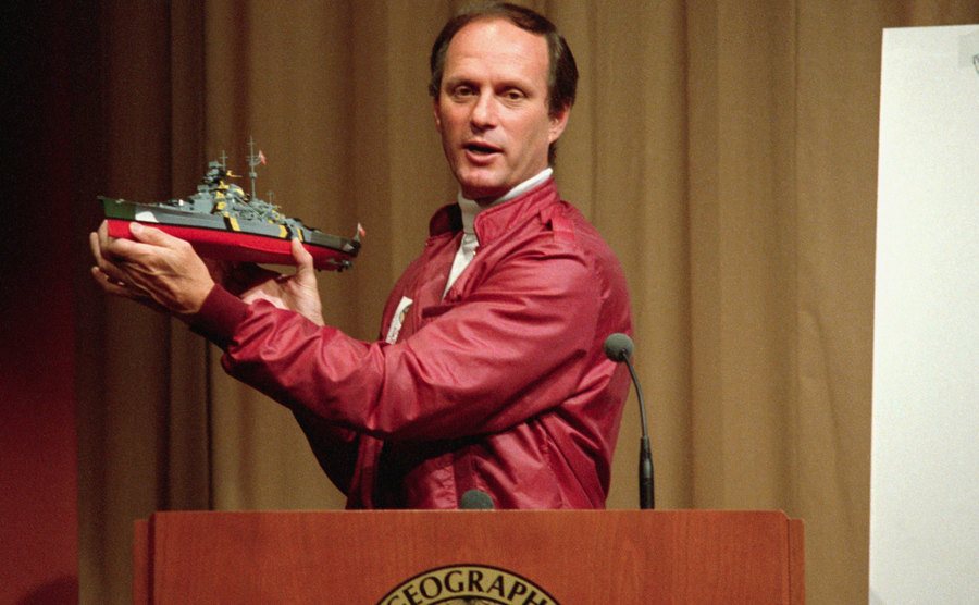 Robert Ballard speaks during a press conference.