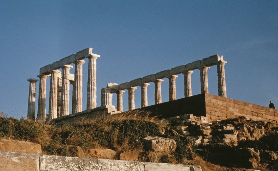 A picture of The Temple of Poseidon in Athens.