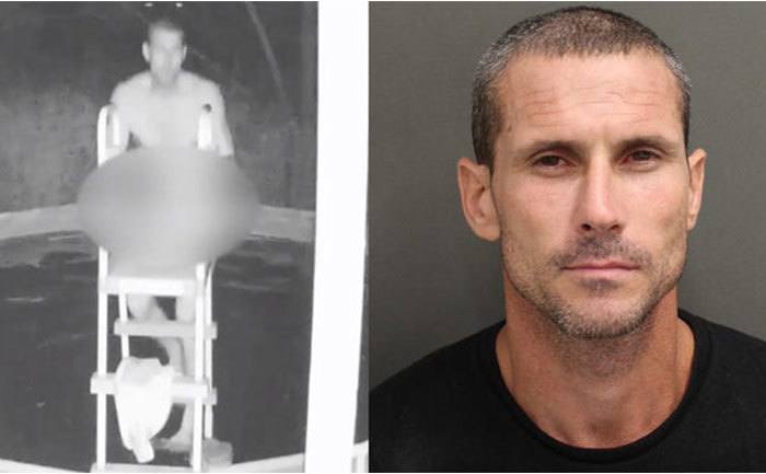 Jesse Dean Lamb is getting out of the pool / Jesse Dean Lamb’s mugshot.