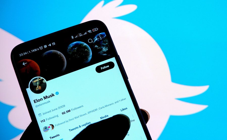 Musk Official Twitter account seen displayed on a smartphone.