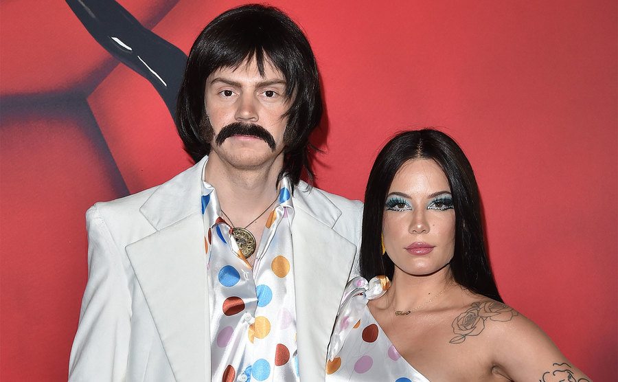 Evan Peters and Halsey attend
