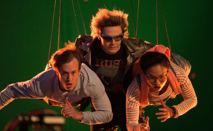 Peters is filming a scene from X-Men: Apocalypse.
