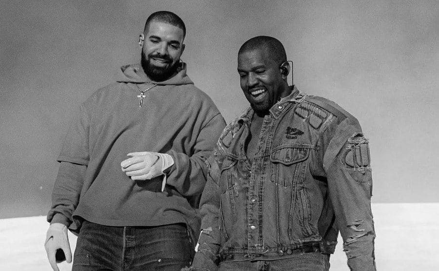 Drake and Kanye share a laugh together.