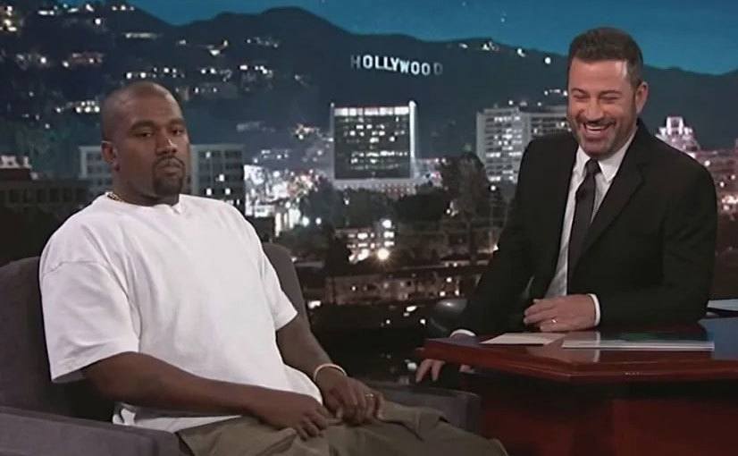 Kanye is being interviewed by Jimmy Kimmel.