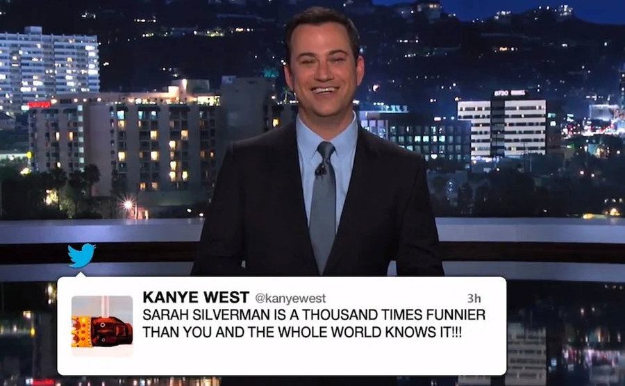 Kanye’s tweets about Kimmel.